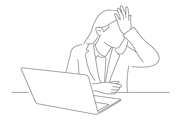 Cartoon of beautiful woman working at the office wearing glasses surprised with hand on head 
