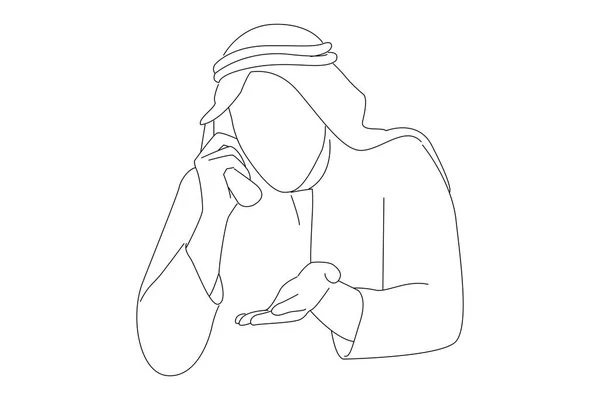 Illustration Arab Businessman Working Office Feeling Stressed Depressed — Stock Vector
