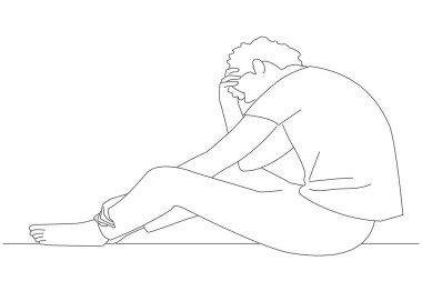 depressed man losing job and heartbroken at same time sitting alone 