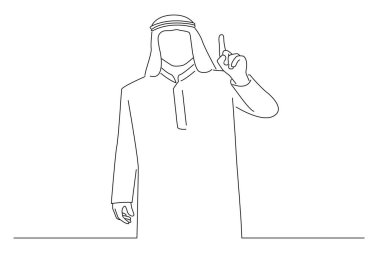 arab business man doing number one gesture. Line art style