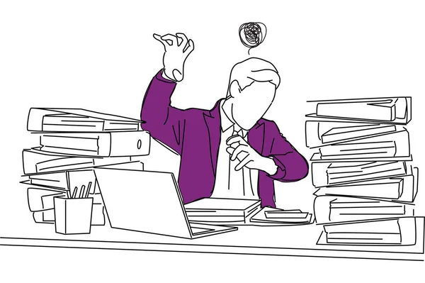 Illustration Busy Businessman Stress Due Overwork — Image vectorielle