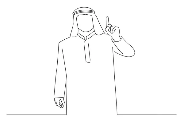 Arab Business Man Doing Number One Gesture Line Art Style — Stock vektor