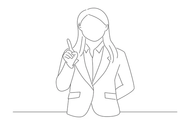 Woman Indicating Number Two Outline Drawing Style Art — Vetor de Stock