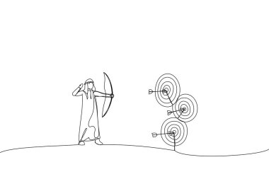 Arap iş adamının mükemmel bir ok atışı talimi yaptığı tasviri. Bir satır sanat eseri.