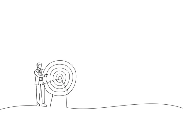 Εικονογράφηση Επιχειρηματία Που Δείχνει Μεγάλο Στόχο Μία Γραμμή Στυλ — Διανυσματικό Αρχείο