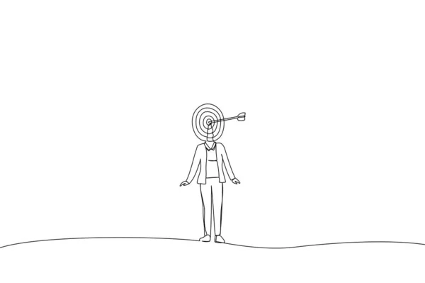 Kartun Pengusaha Wanita Berdiri Sebagai Target Manusia Metafora Untuk Target - Stok Vektor