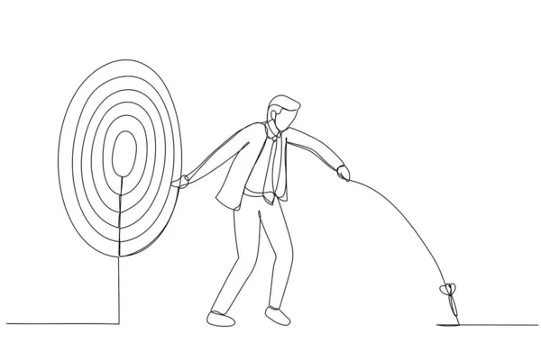 ビジネスマンやターゲットのイラスト 一本の線画 — ストックベクタ