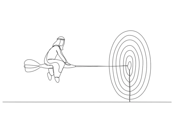 Dibujo Confianza Árabe Hombre Negocios Montar Dardo Con Objetivo Metáfora — Archivo Imágenes Vectoriales