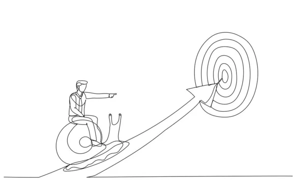 Illustration Eines Versuchten Geschäftsmannes Der Langsam Auf Pfeil Und Bogen — Stockvektor