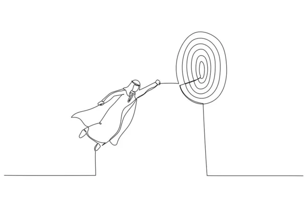 Illustration Arab Businessman Superhero Flying Fast Business Target Metaphor Goal — Stock Vector