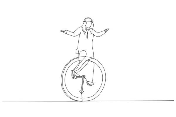 Zeichnung Eines Arabischen Geschäftsmannes Auf Einem Oldtimer Fahrrad Zeitmanagement Oder — Stockvektor