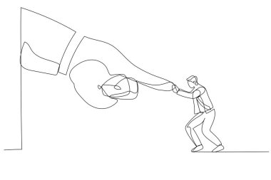 Cesur iş adamının dövüşü ve dev iş adamlarına baskı yapması. Patron ya da işveren David ve Goliath 'a karşı olan çekişme metaforu. Bir satır sanat eseri.