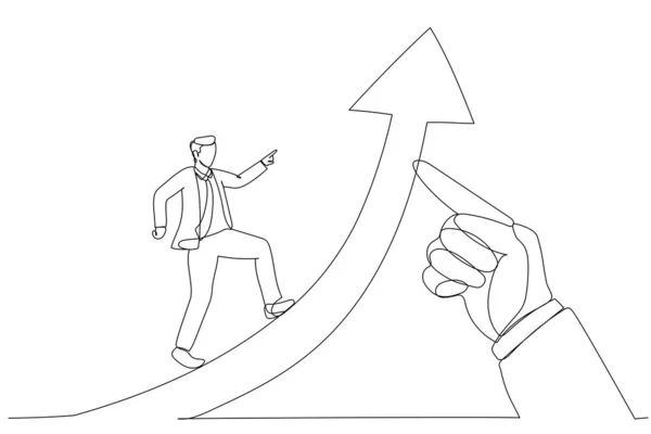 Desenhos Animados Homem Negócios Correndo Flecha Sucesso Levantado Por Mão —  Vetores de Stock