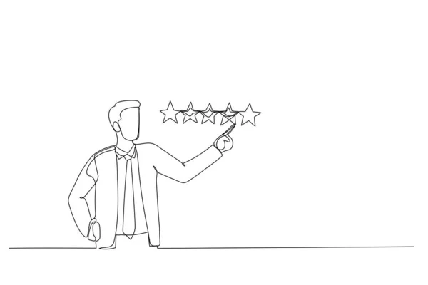 Γελοιογραφία Του Επιχειρηματία Δίνοντας Βαθμολογία Αστέρων Μεταφορά Για Καλύτερη Ποιότητα — Διανυσματικό Αρχείο