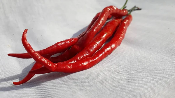 Φρέσκο Κόκκινο Τσίλι Cabe Merah Λευκό Φόντο — Φωτογραφία Αρχείου