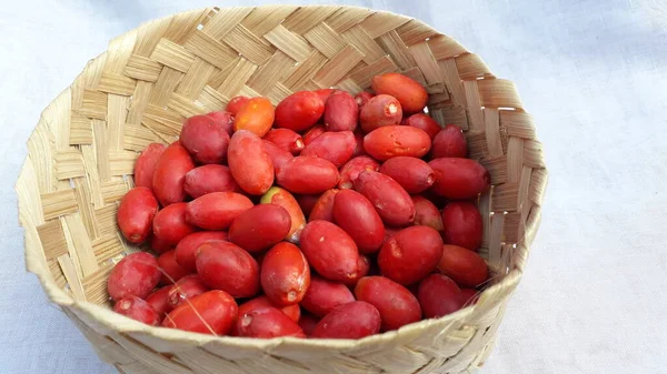 Melinjo Vermelho Fresco Jardim Planta Local Indonésia — Fotografia de Stock