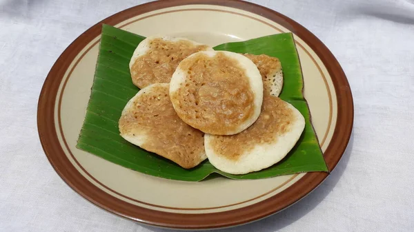 Pastel Serabi Surabi Original Alimento Tradicional Indonesio Elaborado Partir Harina — Foto de Stock