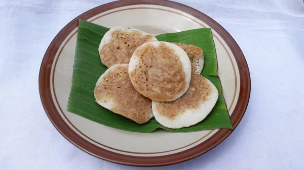 Serabi Original Bolo Surabi Alimentos Tradicionais Indonésios Feitos Farinha Arroz — Fotografia de Stock
