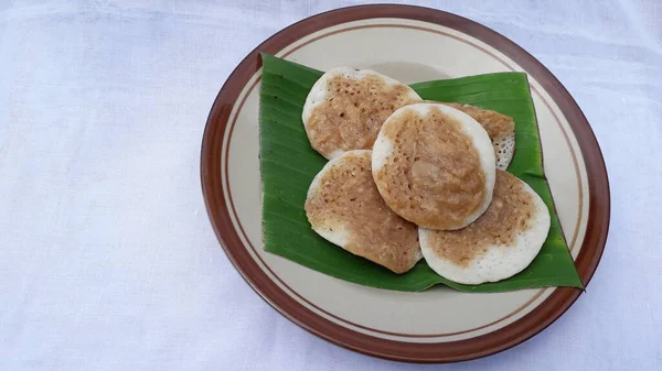 Pastel Serabi Surabi Original Alimento Tradicional Indonesio Elaborado Partir Harina — Foto de Stock