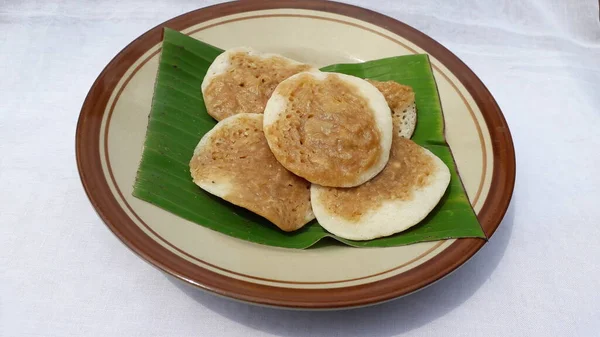 Serabi Original Bolo Surabi Alimentos Tradicionais Indonésios Feitos Farinha Arroz — Fotografia de Stock