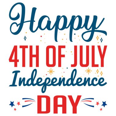 4 Temmuz Bağımsızlık Günü 'nüz kutlu olsun Amerika Birleşik Devletleri T-Shirt Tasarım Vektörü