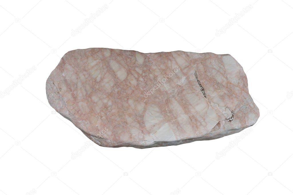Marble is a metamorphic rock, isolated on a white background. Marble for seating stone and garden decoration.