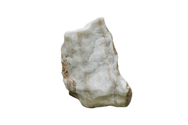 Mermer, beyaz arka planda izole edilmiş metamorfik bir kayadır..