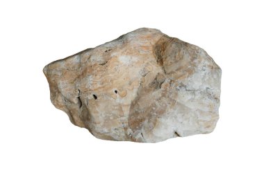Beyaz arka planda izole edilmiş büyük mermer kaya..