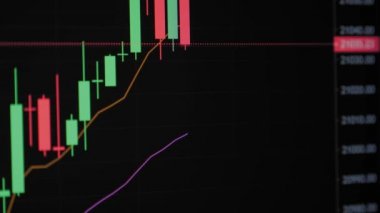 Borsa yatırım ticaretinin iş mumu grafiği. Borsada fiyat değişimleri. Grafik soyut hamallık pazar tasarımı eğilimi. Kripto para konsepti ve