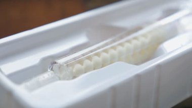 Protein for face care in a syringe. Rejuvenation at home. Health care. High quality 4k footage
