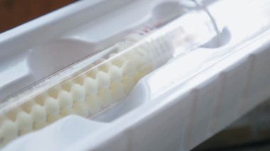 Protein for face care in a syringe. Rejuvenation at home. Health care. High quality 4k footage