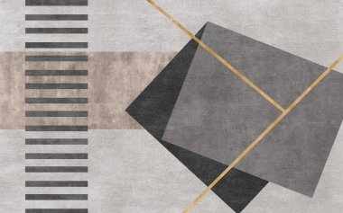 Abstract geometric stitching art pattern, retro carpet, black background