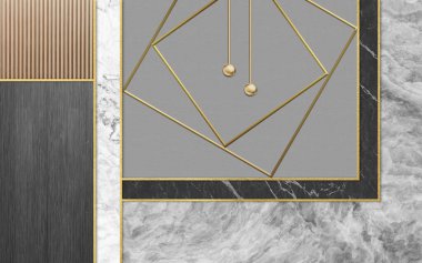 Modern basit stil geometrik altın çizgi sanat deseni, soyut sanat duvar tasarımı