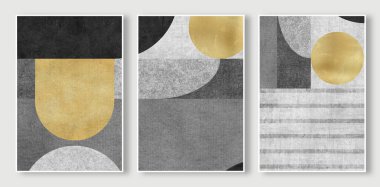 Basit stil geometrik renk bloğu sanat deseni, soyut altın çizgi duvar tasarımı