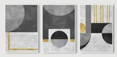 Basit stil geometrik renk bloğu sanat deseni, soyut altın çizgi duvar tasarımı