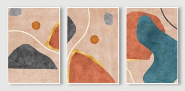 Basit stil geometrik renk bloğu sanat deseni, soyut altın çizgi duvar tasarımı