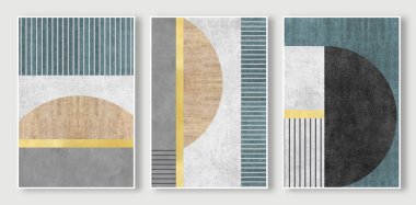 Basit stil geometrik renk bloğu sanat deseni, soyut altın çizgi duvar tasarımı