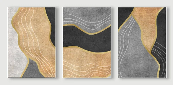 Basit stil geometrik renk bloğu sanat deseni, soyut altın çizgi duvar tasarımı