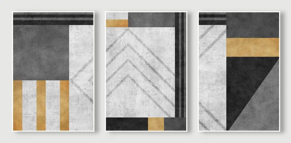 Einfacher Stil Geometrische Farbe Block Art Muster Abstrakte Goldene Linie — Stockfoto