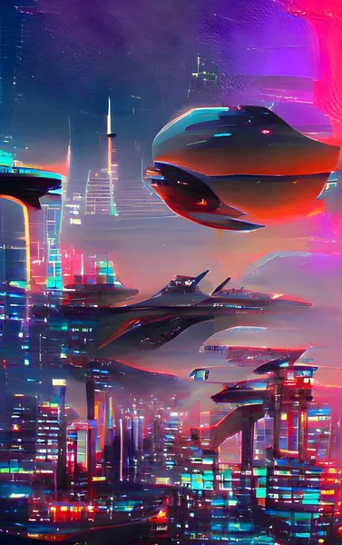 Cyberpunk industrial abstract future wallpaper conceito futurista noite  rosa paisagem urbana ilustração 3d