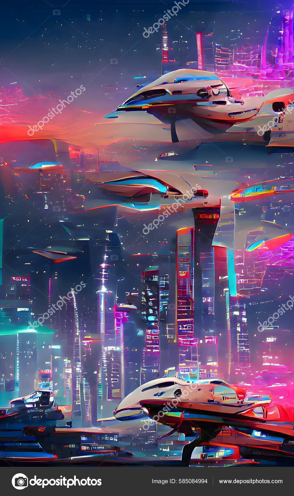 Cyberpunk industrial abstract future wallpaper conceito futurista noite  rosa paisagem urbana ilustração 3d