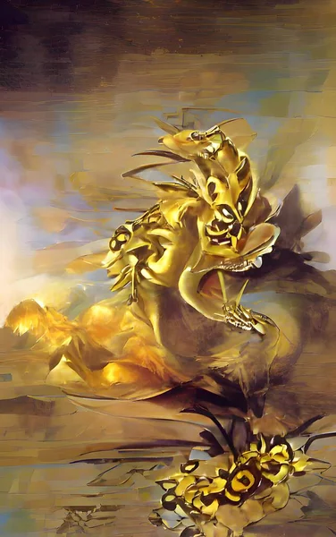 abstract painting of a beautiful golden fantasy art illustration