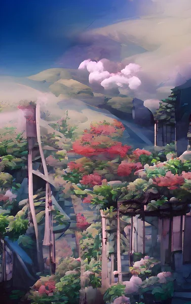 Paisagem de anime, floresta, árvore, pintar, anime, HD papel de parede