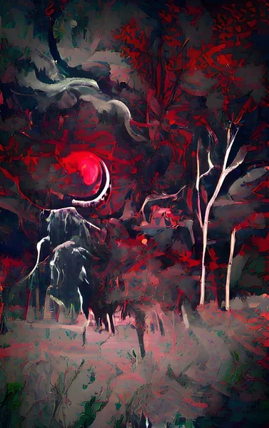 Mobile format background with moon, sun, mountains, day, night, sky and forest. Wallpaper illustrations. Nature Fairy Land Background NFT - non-fungible token