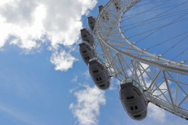 London, UK - Dec 5, 2020: The London Eye, Millennium Wheel, a cantilevered observation wheel on South Bank of the River Thames in London, Europe's tallest cantilevered observation wheel