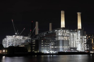 London, UK - November 06, 2020: night view Battersea Power Station, one of the world's largest brick buildings and one of the largest regeneration projects in Europe