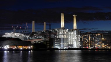 London, UK - November 06, 2020: night view Battersea Power Station, one of the world's largest brick buildings and one of the largest regeneration projects in Europe