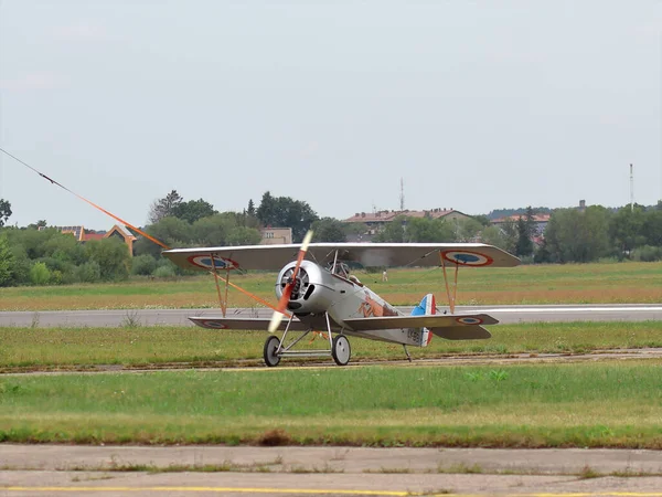 Kaunas Lithuania August 2019 Nieuport Vintage Aircraft Flight Display Air — Zdjęcie stockowe