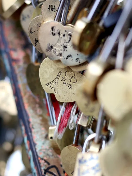 Paris France June 2019 Love Locks Attached Fencing Monmartre — Stock fotografie
