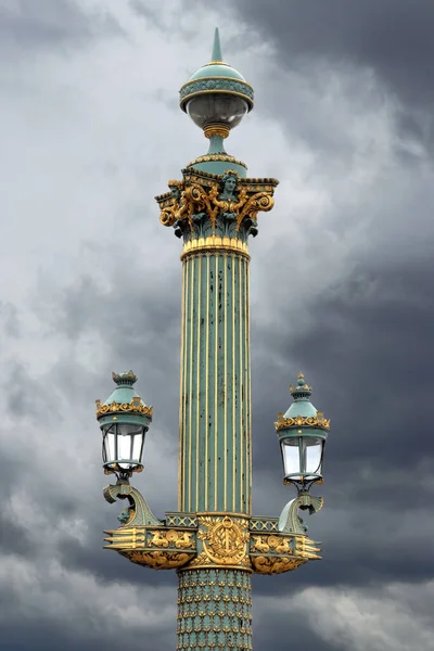 Ламповый Столб Декоративными Фонарями Площади Согласия Париже Франция — стоковое фото